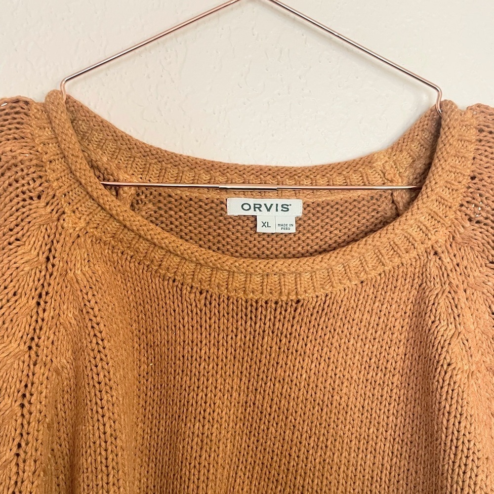 Orvis Camel Cotton Sweater | Cozy Cottagecore Neutral - Picture 3 of 7